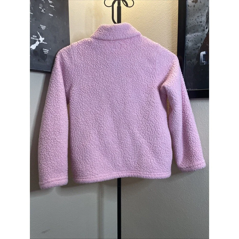 Wonder Nation Girls Sweatshirt M (7-8) Sherpa Pullover Quarter Zip Pockets Pink